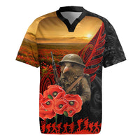 Maori Kiwi Soldier Fern Tattoo ANZAC Day Rugby Jersey Lest We Forget LT9 Black - Polynesian Pride