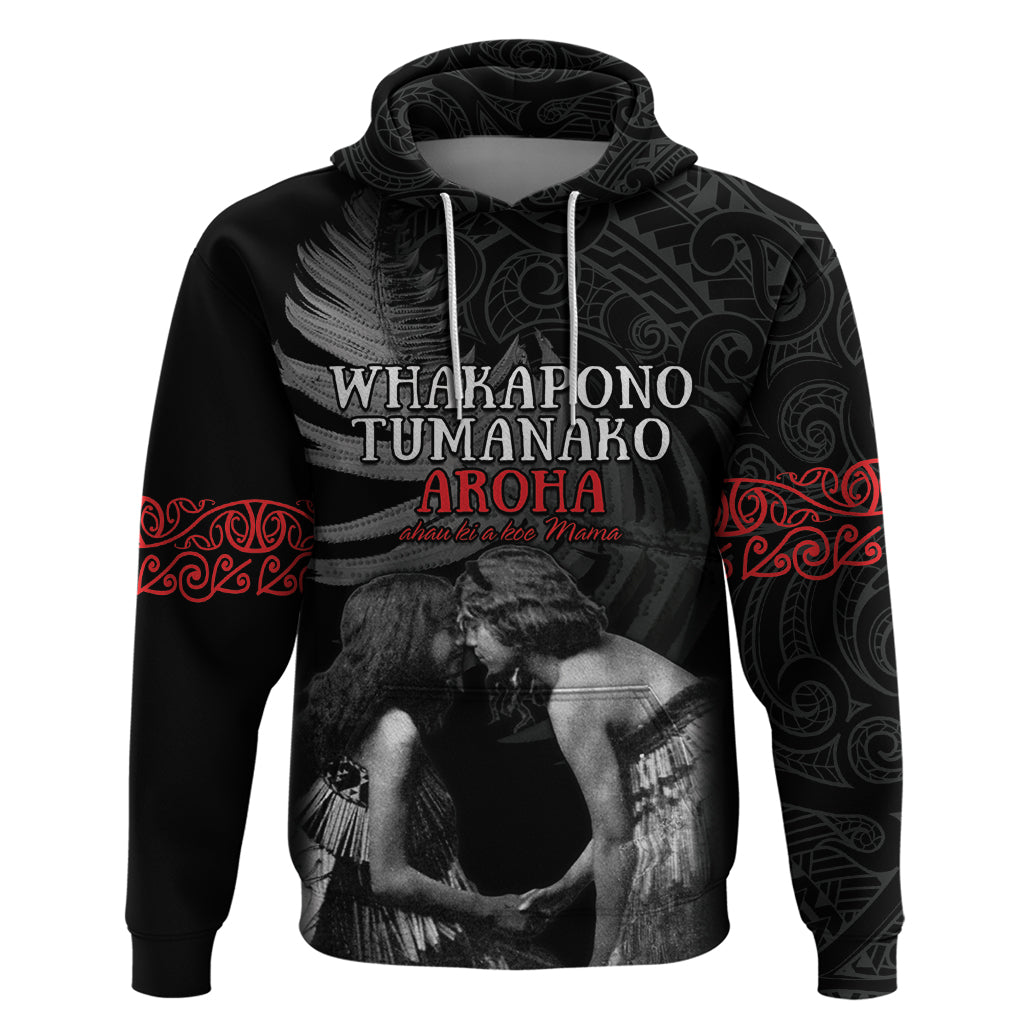 New Zealand Mother's Day Hoodie Maori Hongi Aroha Ahau Ki A Koe Mama LT9 Pullover Hoodie Black - Polynesian Pride