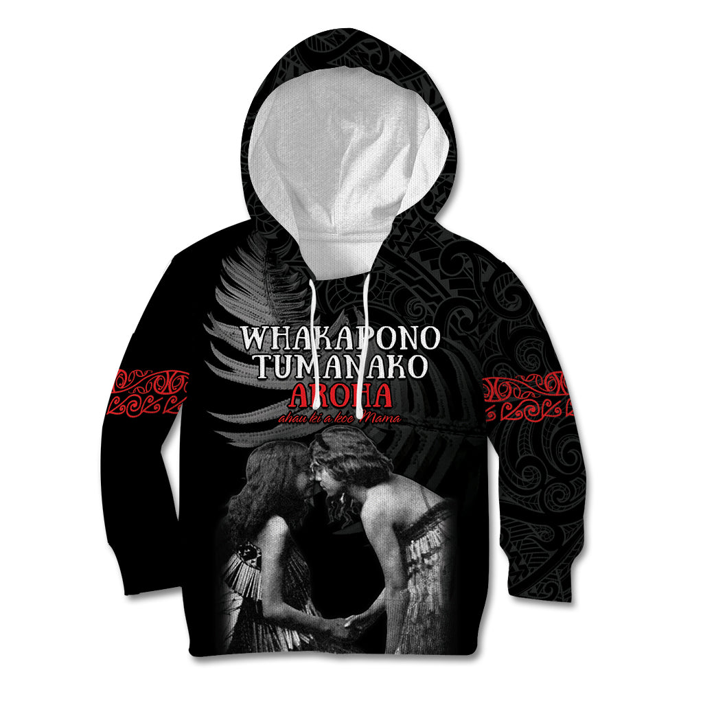 New Zealand Mother's Day Kid Hoodie Maori Hongi Aroha Ahau Ki A Koe Mama LT9 Hoodie Black - Polynesian Pride