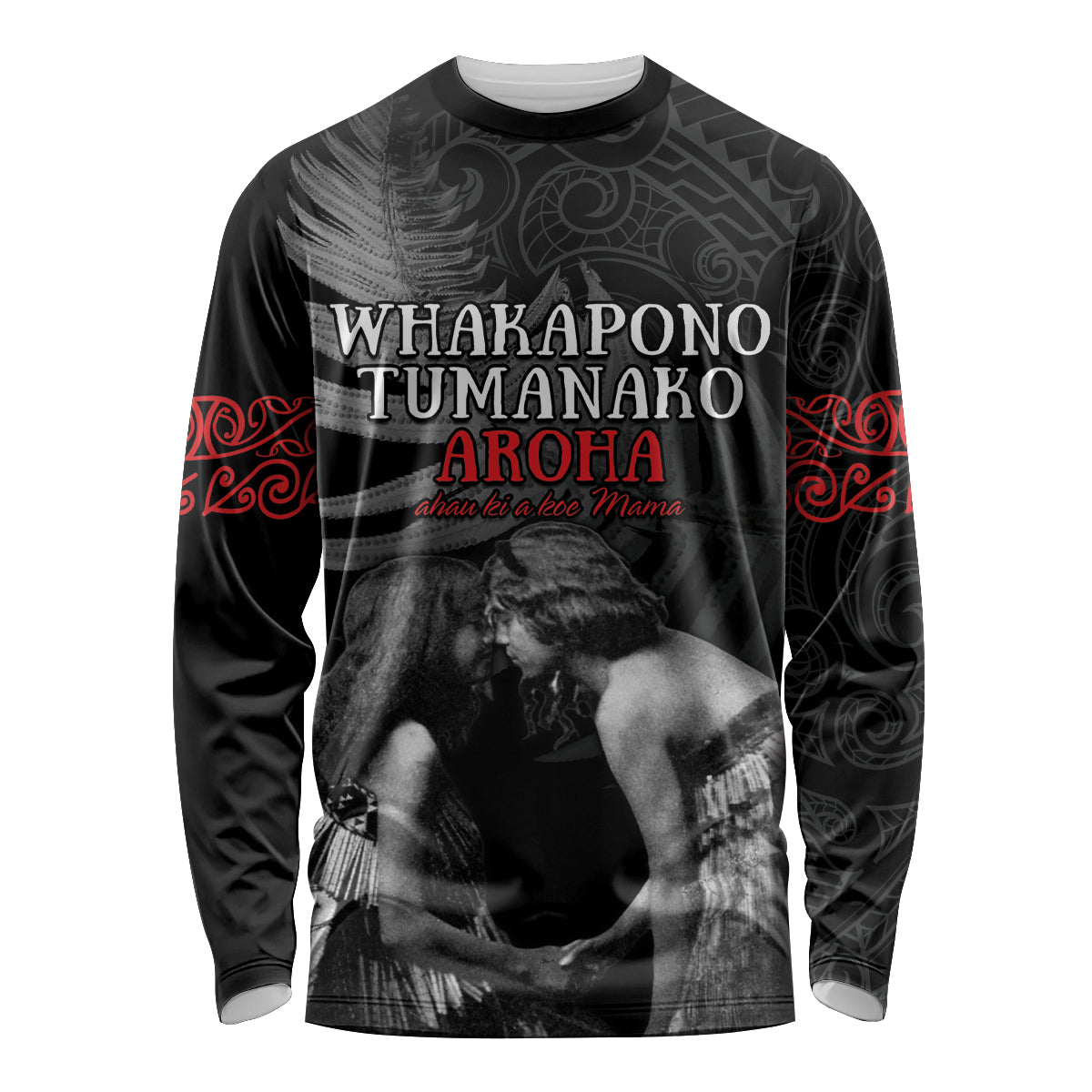 New Zealand Mother's Day Long Sleeve Shirt Maori Hongi Aroha Ahau Ki A Koe Mama LT9 Unisex Black - Polynesian Pride