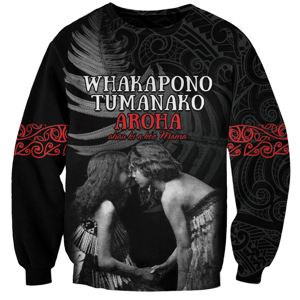 New Zealand Mother's Day Sweatshirt Maori Hongi Aroha Ahau Ki A Koe Mama LT9 Unisex Black - Polynesian Pride