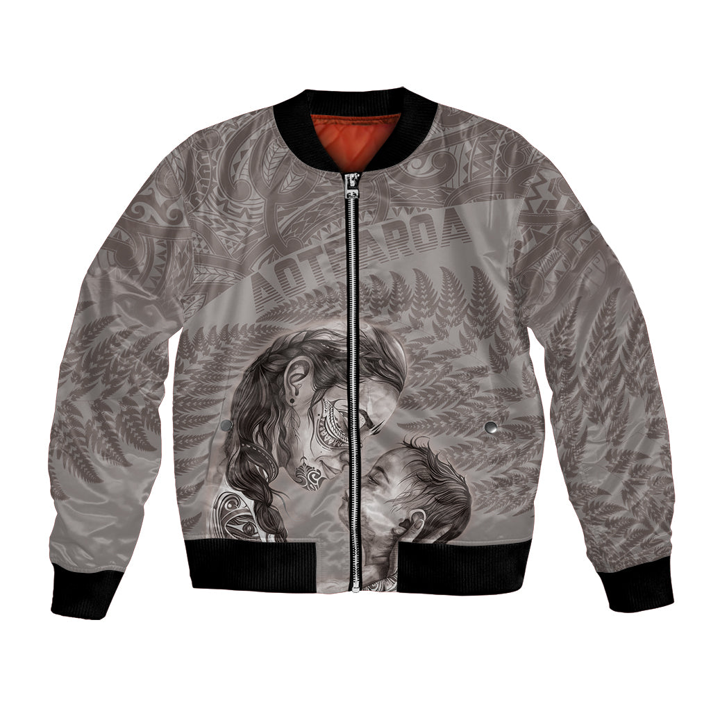 New Zealand Mother's Day Bomber Jacket Maori Mo Toku Mama Silver Fern LT9 Unisex Nude - Polynesian Pride