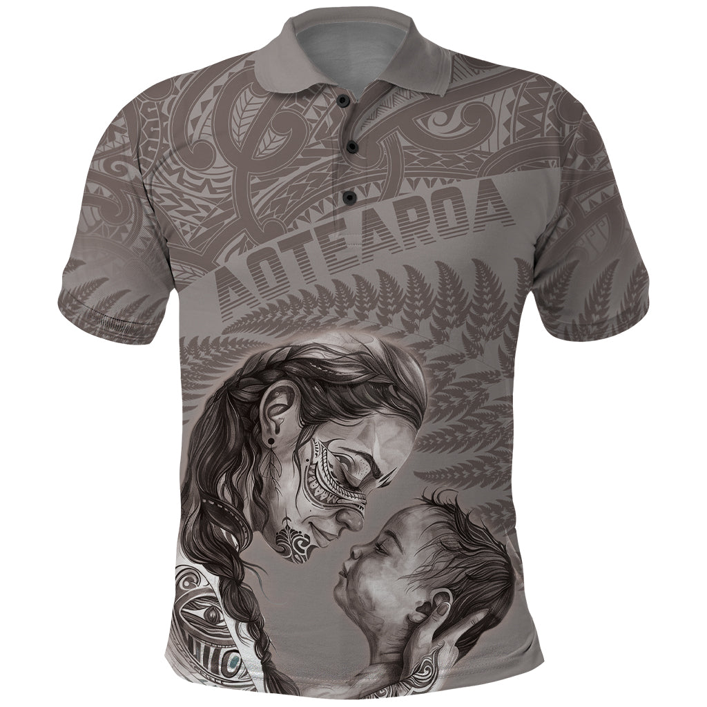 New Zealand Mother's Day Polo Shirt Maori Mo Toku Mama Silver Fern LT9 Nude - Polynesian Pride