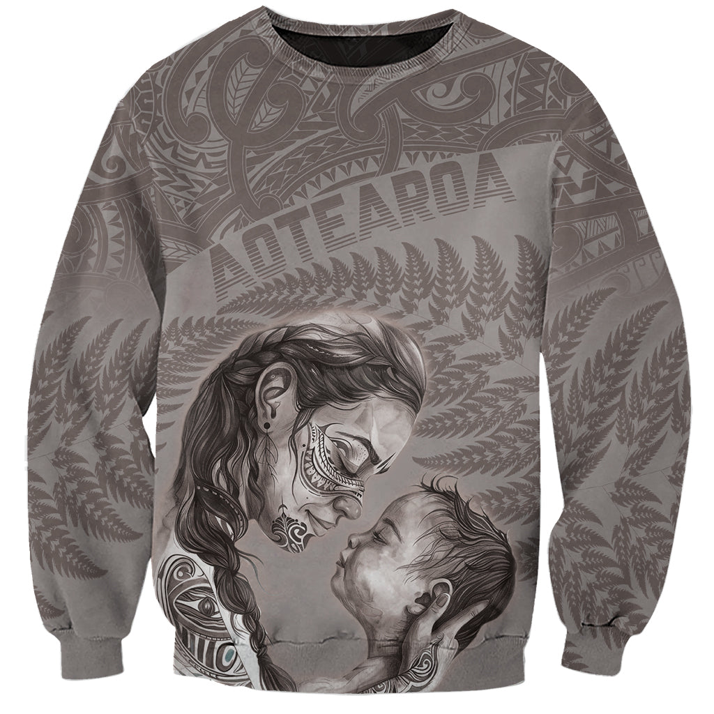 New Zealand Mother's Day Sweatshirt - Maori Mo Toku Mama Silver Fern LT9 Unisex Nude - Polynesian Pride