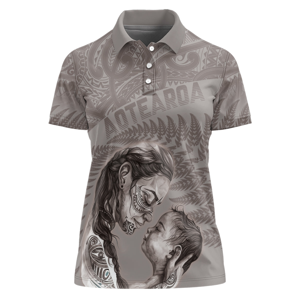 New Zealand Mother's Day Women Polo Shirt Maori Mo Toku Mama Silver Fern LT9 Female Nude - Polynesian Pride
