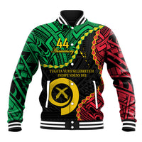 Personalised Vanuatu 44th Anniversary Baseball Jacket Tugeta Yumi Selebretem Indipendens Dei LT9 Unisex Black - Polynesian Pride