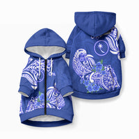 FSM Chuuk State Pet Hoodie Polynesian Floral Tribal LT9 Zip-up Blue - Polynesian Pride
