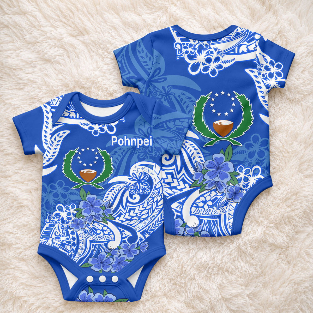 FSM Pohnpei State Baby Onesie Polynesian Floral Tribal LT9 - Polynesian Pride