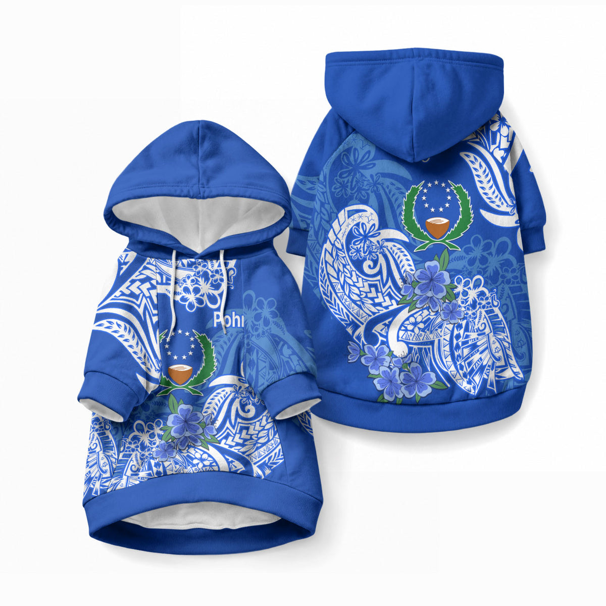 FSM Pohnpei State Pet Hoodie Polynesian Floral Tribal LT9 Pullover Blue - Polynesian Pride