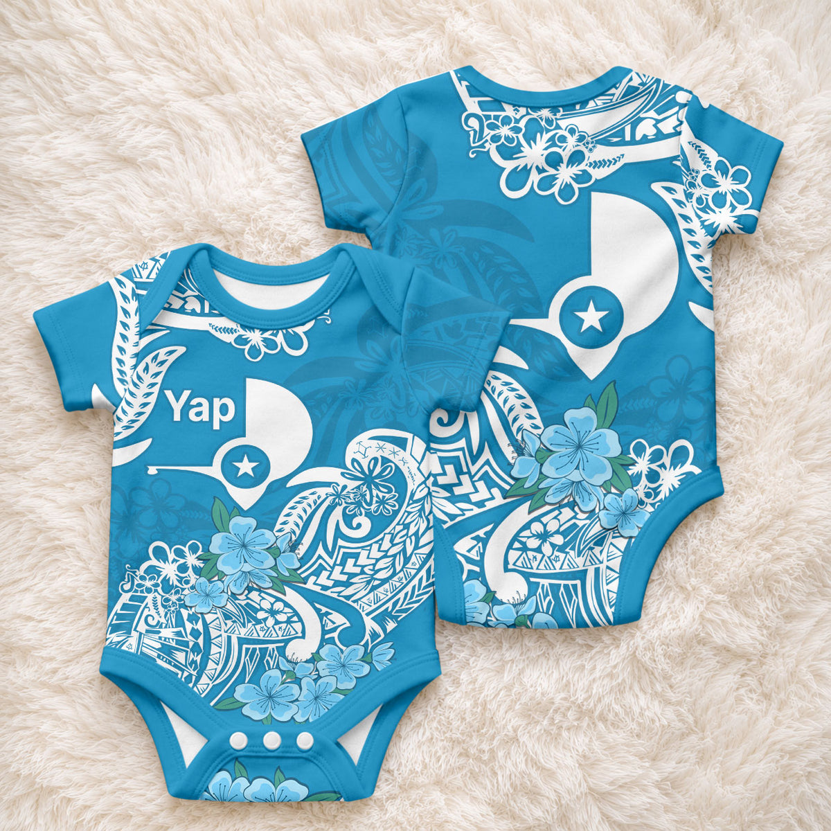 FSM Yap State Baby Onesie Polynesian Floral Tribal LT9 - Polynesian Pride