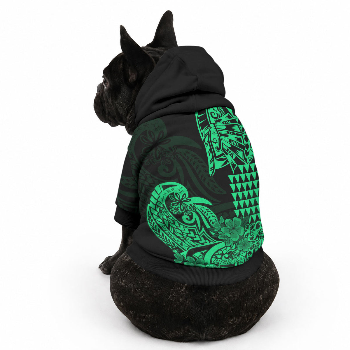 Hawaii Kakau Pet Hoodie Polynesian Floral Tribal Green Version LT9 - Polynesian Pride