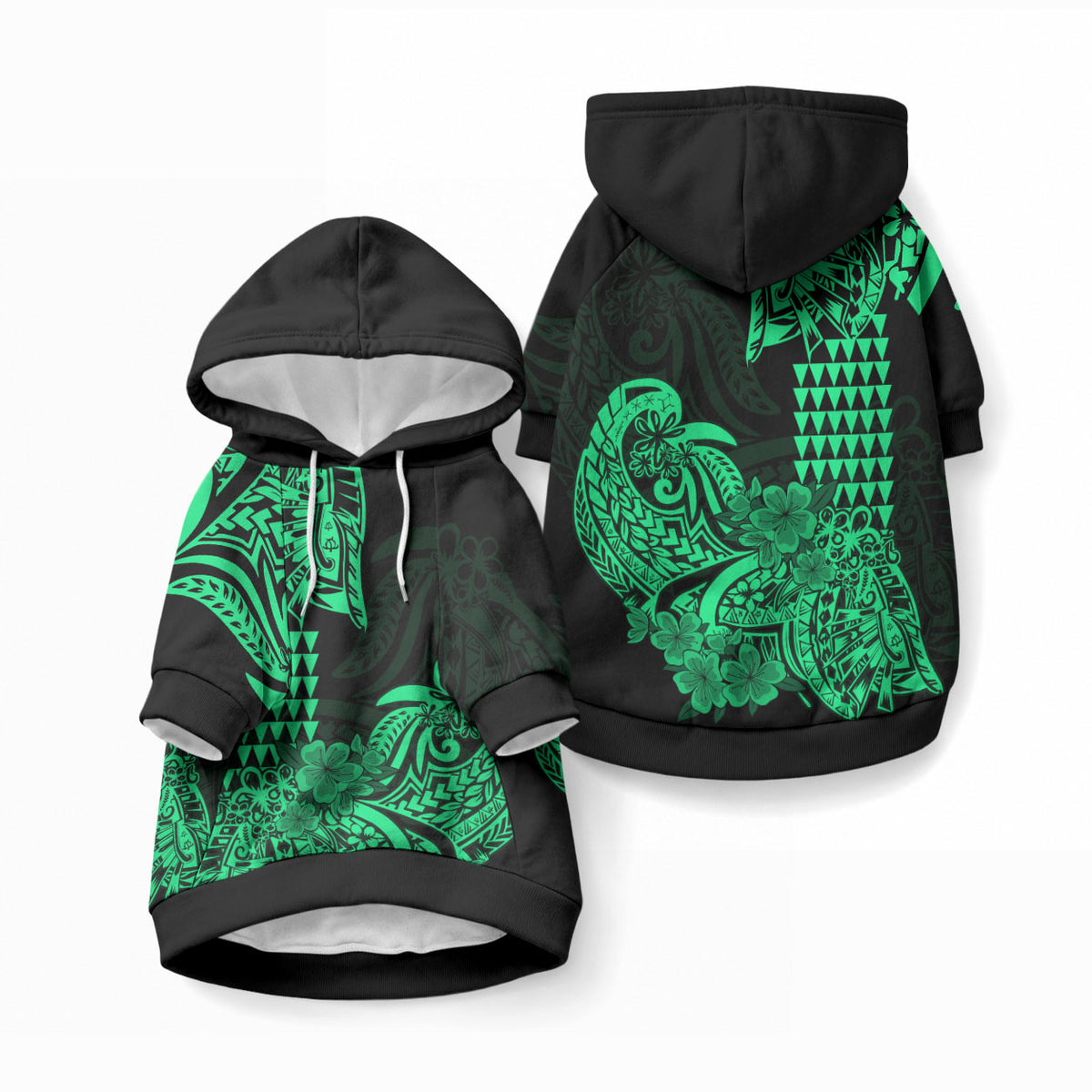 Hawaii Kakau Pet Hoodie Polynesian Floral Tribal Green Version LT9 Pullover Green - Polynesian Pride