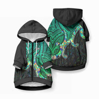 Custom Aotearoa Papua Shell Pet Hoodie Maori Tribal Pattern LT9 Zip-up Green - Polynesian Pride