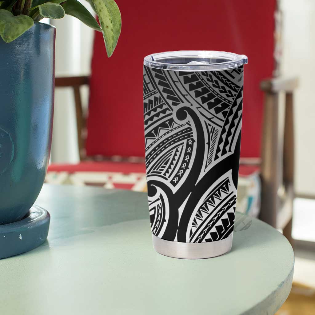 Aotearoa Maori Koru Tumbler Cup Black Polynesian Pacific Tribal LT9 - Polynesian Pride