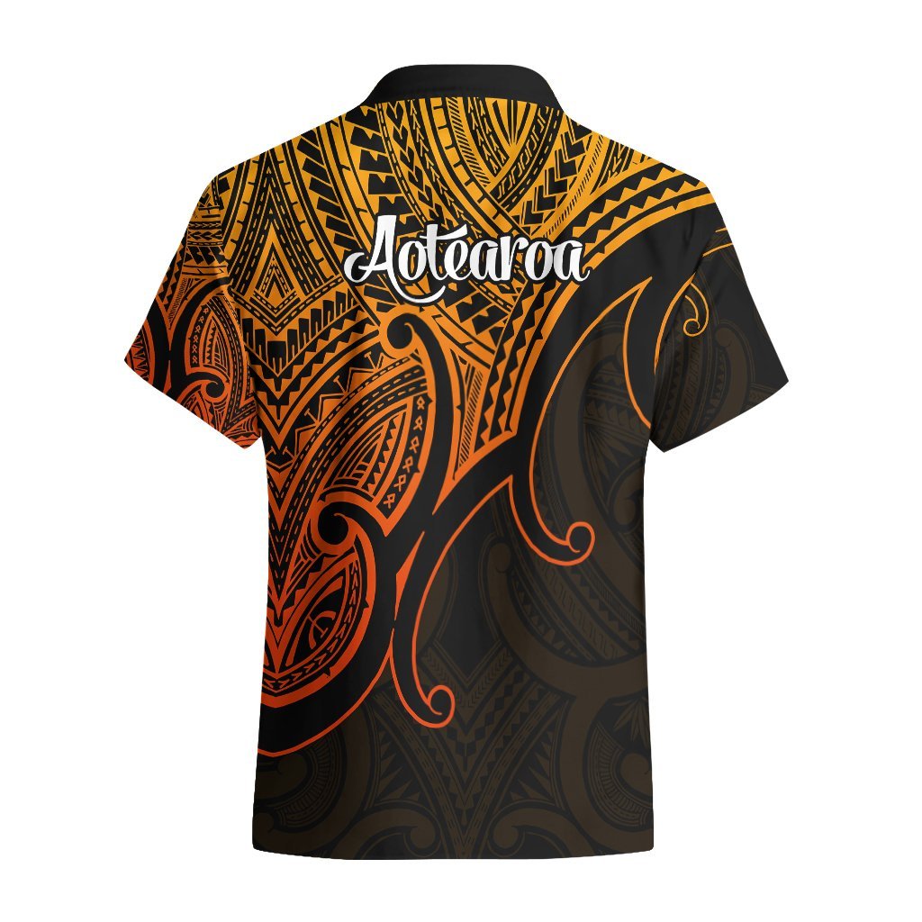 Aotearoa Maori Koru Hawaiian Shirt Polynesian Pacific Tribal - Gold LT9 - Polynesian Pride