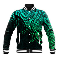 Aotearoa Maori Koru Baseball Jacket Polynesian Pacific Tribal - Green LT9 Unisex Green - Polynesian Pride