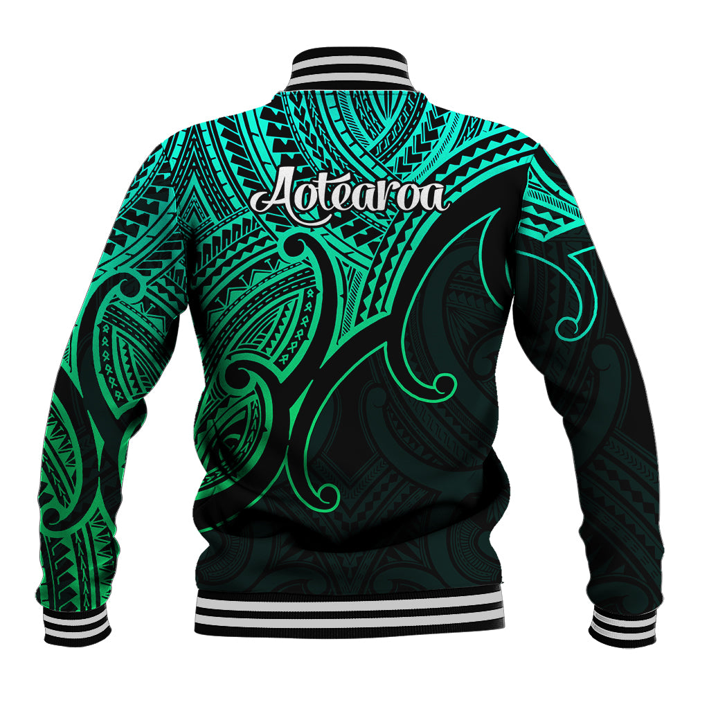 Aotearoa Maori Koru Baseball Jacket Polynesian Pacific Tribal - Green LT9 - Polynesian Pride