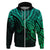 Aotearoa Maori Koru Hoodie Polynesian Pacific Tribal Green LT9 Zip Hoodie Green - Polynesian Pride