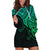 Aotearoa Maori Koru Hoodie Dress Polynesian Pacific Tribal - Green LT9 Green - Polynesian Pride