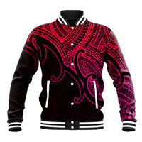 Aotearoa Maori Koru Baseball Jacket Polynesian Pacific Tribal - Pink LT9 Unisex Pink - Polynesian Pride