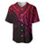 Aotearoa Maori Koru Baseball Jersey Polynesian Pacific Tribal - Pink LT9 Pink - Polynesian Pride