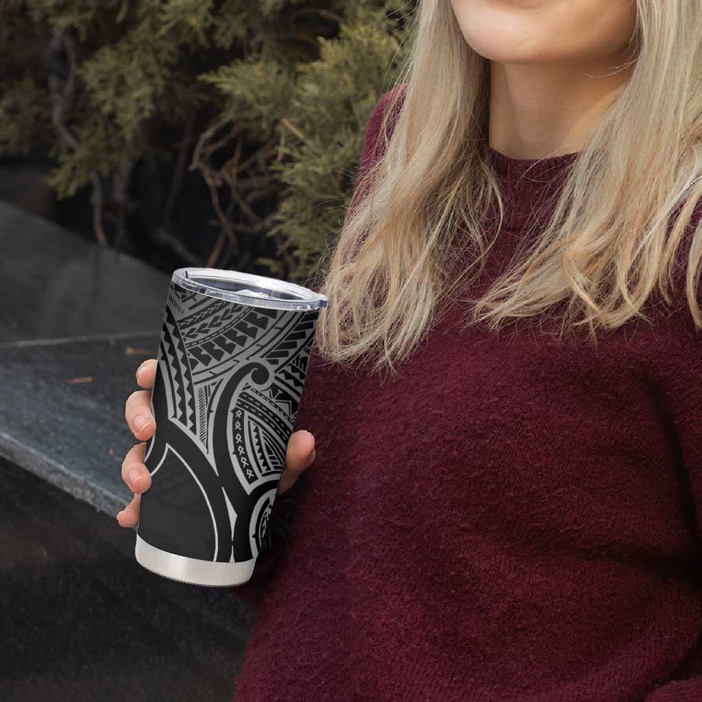 Personalised Aotearoa Papua Shell Tumbler Cup Black Polynesian Pacific Tribal LT9 - Polynesian Pride