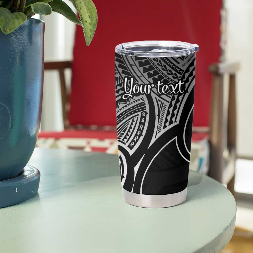 Personalised Aotearoa Papua Shell Tumbler Cup Black Polynesian Pacific Tribal LT9 - Polynesian Pride