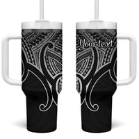 Personalised Aotearoa Papua Shell Tumbler With Handle Black Polynesian Pacific Tribal LT9 One Size: 40 oz Black - Polynesian Pride