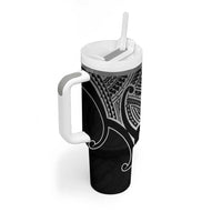 Personalised Aotearoa Papua Shell Tumbler With Handle Black Polynesian Pacific Tribal LT9 - Polynesian Pride