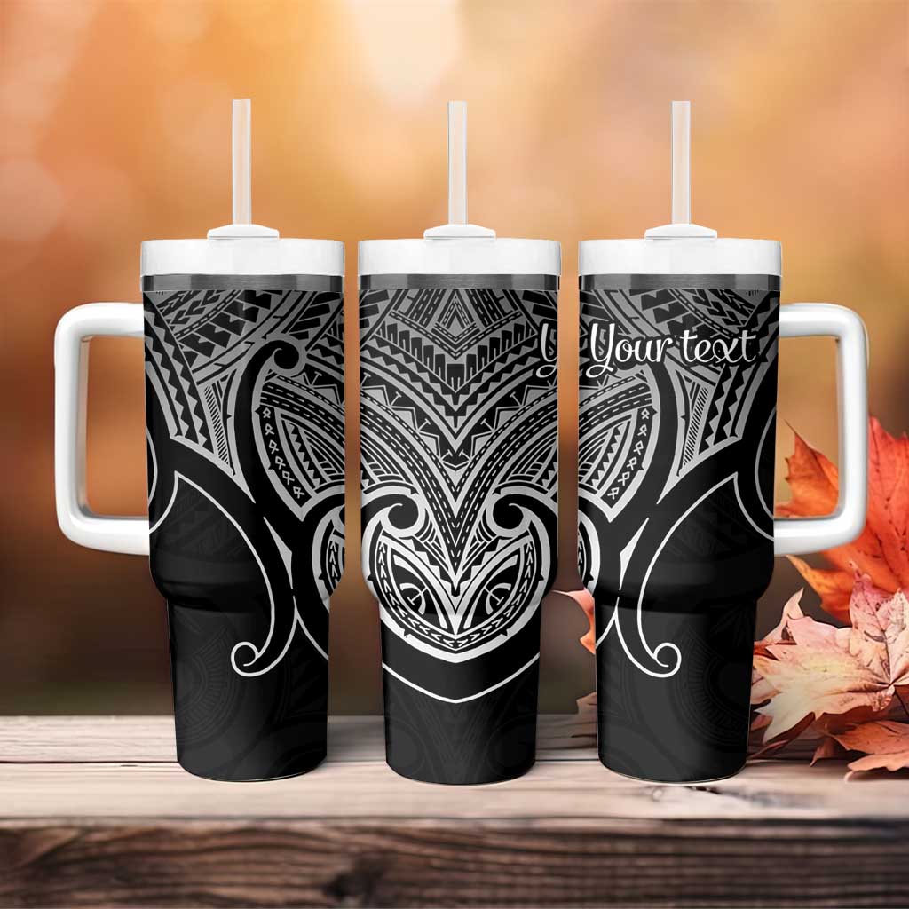 Personalised Aotearoa Papua Shell Tumbler With Handle Black Polynesian Pacific Tribal LT9 - Polynesian Pride