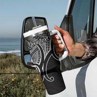Personalised Aotearoa Papua Shell Tumbler With Handle Black Polynesian Pacific Tribal LT9 - Polynesian Pride