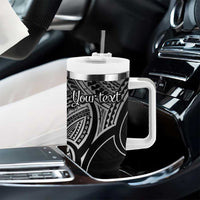 Personalised Aotearoa Papua Shell Tumbler With Handle Black Polynesian Pacific Tribal LT9 - Polynesian Pride