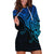 Custom Aotearoa Maori Koru Hoodie Dress Polynesian Pacific Tribal - Blue LT9 Blue - Polynesian Pride