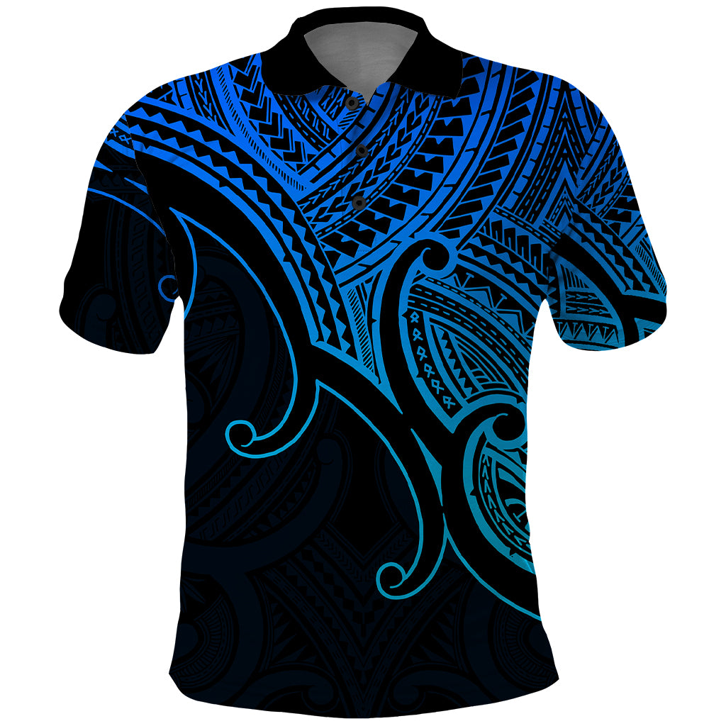 Custom Aotearoa New Zealand Polo Shirt Maori Koru Polynesian Pacific Tribal Blue LT9 Blue - Polynesian Pride