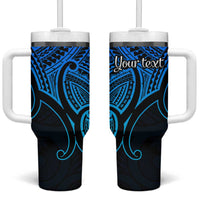 Personalised Aotearoa Papua Shell Tumbler With Handle Blue Polynesian Pacific Tribal LT9 One Size: 40 oz Blue - Polynesian Pride