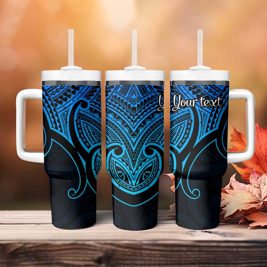 Personalised Aotearoa Papua Shell Tumbler With Handle Blue Polynesian Pacific Tribal LT9 - Polynesian Pride