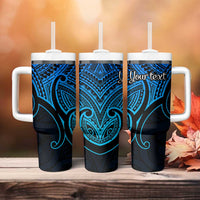 Personalised Aotearoa Papua Shell Tumbler With Handle Blue Polynesian Pacific Tribal LT9 - Polynesian Pride
