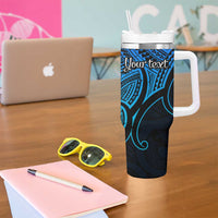 Personalised Aotearoa Papua Shell Tumbler With Handle Blue Polynesian Pacific Tribal LT9 - Polynesian Pride