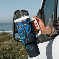 Personalised Aotearoa Papua Shell Tumbler With Handle Blue Polynesian Pacific Tribal LT9 - Polynesian Pride