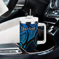 Personalised Aotearoa Papua Shell Tumbler With Handle Blue Polynesian Pacific Tribal LT9 - Polynesian Pride