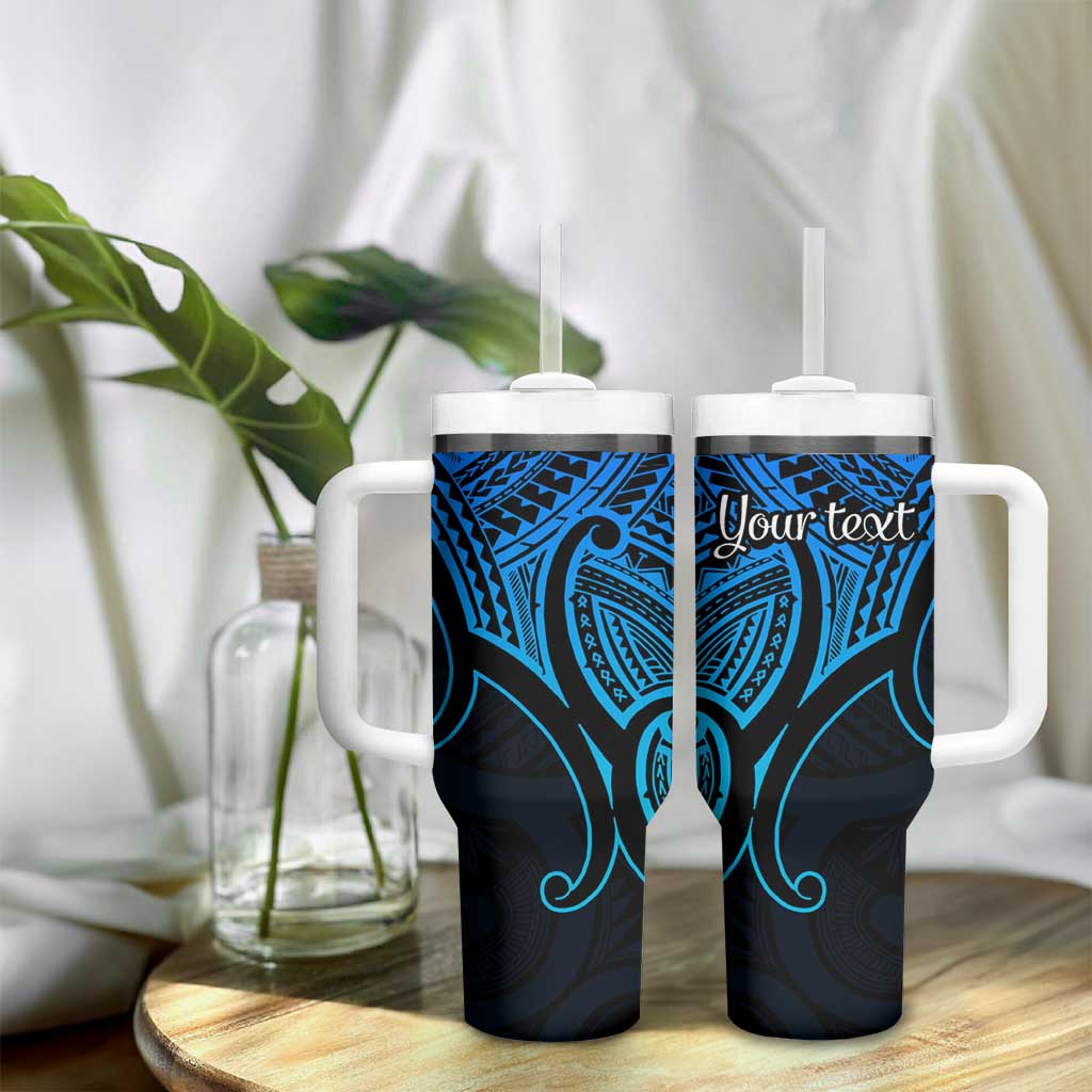 Personalised Aotearoa Papua Shell Tumbler With Handle Blue Polynesian Pacific Tribal LT9 - Polynesian Pride