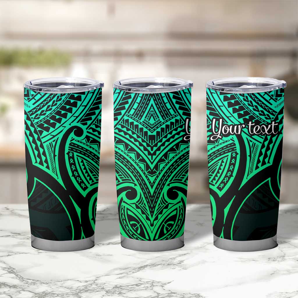 Personalised Aotearoa Papua Shell Tumbler Cup Green Polynesian Pacific Tribal LT9 - Polynesian Pride