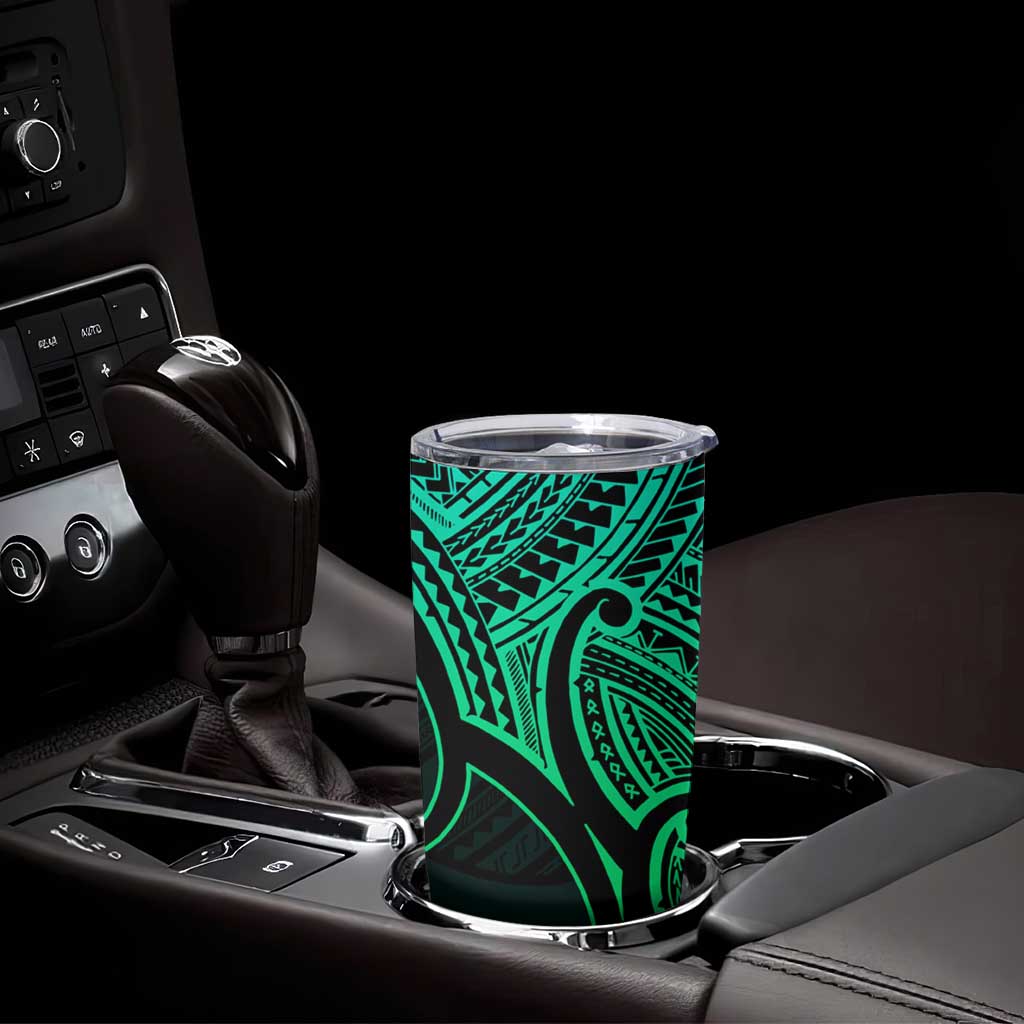 Personalised Aotearoa Papua Shell Tumbler Cup Green Polynesian Pacific Tribal LT9 - Polynesian Pride