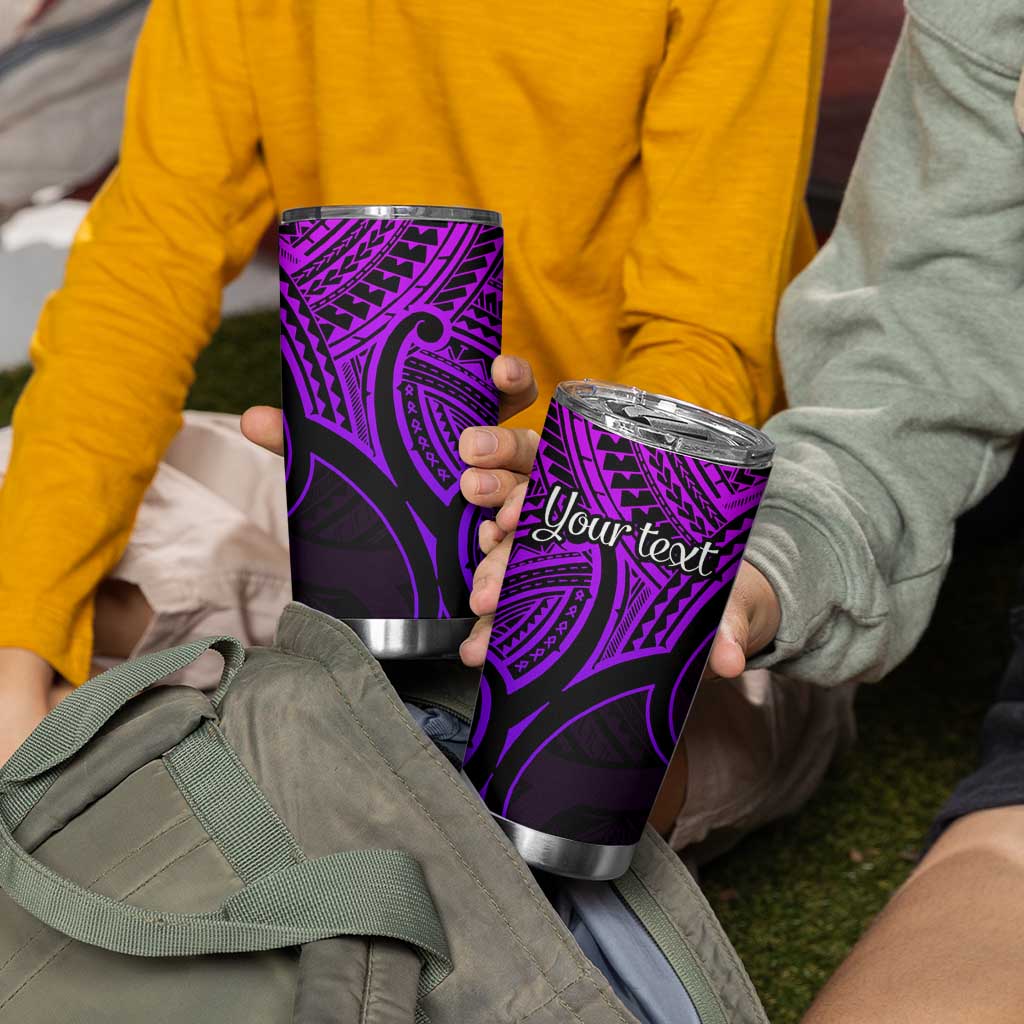 Personalised Aotearoa Papua Shell Tumbler Cup Purple Polynesian Pacific Tribal LT9 - Polynesian Pride