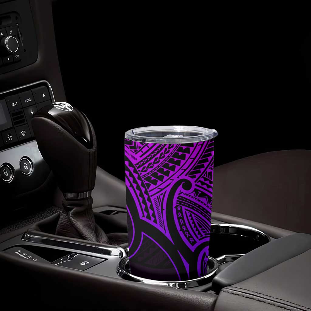 Personalised Aotearoa Papua Shell Tumbler Cup Purple Polynesian Pacific Tribal LT9 - Polynesian Pride
