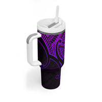 Personalised Aotearoa Papua Shell Tumbler With Handle Purple Polynesian Pacific Tribal LT9 - Polynesian Pride