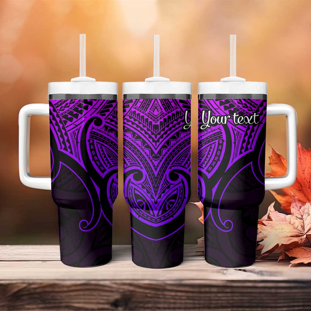 Personalised Aotearoa Papua Shell Tumbler With Handle Purple Polynesian Pacific Tribal LT9 - Polynesian Pride