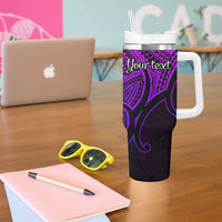 Personalised Aotearoa Papua Shell Tumbler With Handle Purple Polynesian Pacific Tribal LT9 - Polynesian Pride