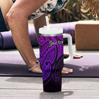 Personalised Aotearoa Papua Shell Tumbler With Handle Purple Polynesian Pacific Tribal LT9 - Polynesian Pride