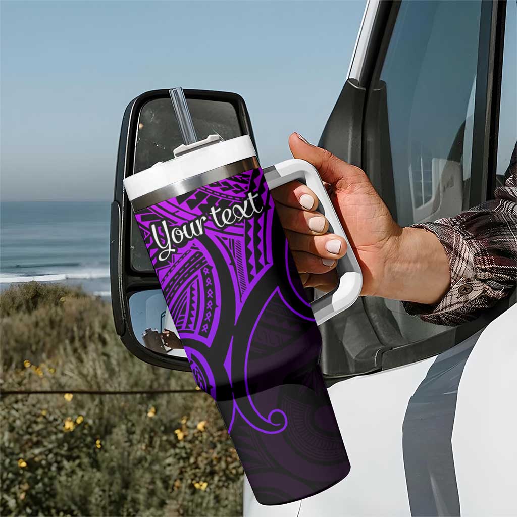 Personalised Aotearoa Papua Shell Tumbler With Handle Purple Polynesian Pacific Tribal LT9 - Polynesian Pride
